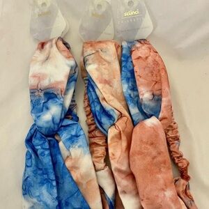 3-PK Scunci Headwrap Hair Wrap Fashion Tie Dye Marbled Pink Blue Comfy Summer